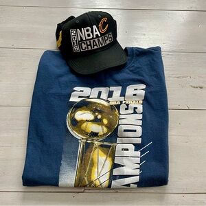 Set: Cleveland Cavaliers 2016 NBA Finals Tee Roster on Back, 2016 NBA Champs Cap